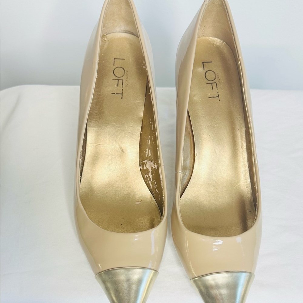 LOFT Beige and Gold Heels